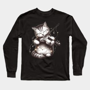 Cat playing a violin Long Sleeve T-Shirt